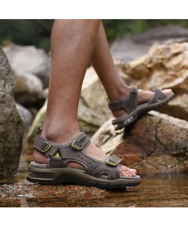 Outpro Men's Waterproof Outdoor Sports Sandals - Lightweight Leather Trekking & Hiking Sandals with Velcro Fastener - Size 45 EU - Perfect for Summer Adventures - Buy Online on SooperMarket.com