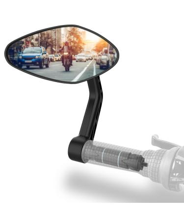 Xcel rim - Bicycle mirror Extra large mirror surface | impact -resistant real glass |Bicycle mirror for handlebar ebike |Return mirror bicycle mirror for e-bike bicycle backing mirror (left handlebar end RM13E)