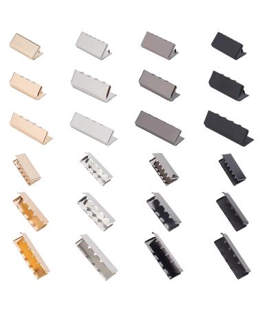 PH PandaHall 4 Colors Brass Ribbon Crimp Ends Belt Buckle End Tip Ribbon Crimp Ends Crimp End Fasteners Clasp Leather Crimp Ends Jewelry Making Findings(20/25/30mm) 20/25/30mm Golden/Black/Platinum/Gunmetal