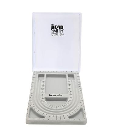 The Beadsmith Bead Board with Cover, Grey Flocked, 3 U-Shaped Channels, 6 Recessed Compartments, 9.75 x 13.25 inches, Design Boards for Creating Bracelets, Necklaces and Other Jewelry