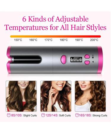 GeRRiT Cordless Automatic Hair Curler Set - Ceramic Wireless Curling Iron Wand Rechargeable & Portable Auto Shut-Off - Perfect for International Shipping - Buy Online on SooperMarket.com