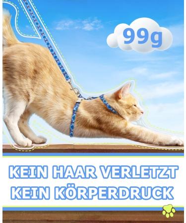 Supet Adjustable Cat Dishes with Leash - Outbreak-Proof Perfect for Large & Small Cats Kitten Dishes Set for Walking - Blue (M: Chest Size 28-48cm) - Buy Online on SooperMarket.com