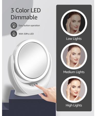 Lighted Makeup Mirror with Fan | 1X/5X Magnifying Vanity Mirror | 30 LED Lights, 3 Lighting Modes | Portable Travel Cosmetic Mirror - Buy Online on SooperMarket.com