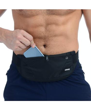 USHAKE Running Belt Men or Women Ultra Light Bounce Free Waist Pouch Bag Fitness Workout Belt Sport Waist Pack Exercise Waist Bag for iPhone Samsung LG in Running Gym Marathon (BLACK)
