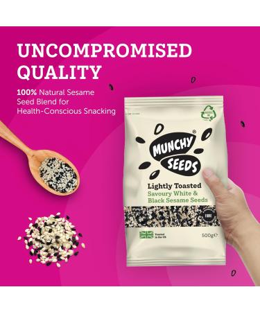 Mixed Black & White Savory Toasted Sesame Seeds by Munchy Seeds - Perfect Vegan Snack Protein-Rich Ideal for Salads & Sushi Nutrient-Dense 500g Mixed Sesame Seeds - Buy Online on SooperMarket.com