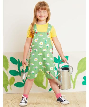 Toby Tiger Organic Daisy Print Dungaree Shorts 3-6 Months - Green - Buy Online on SooperMarket.com