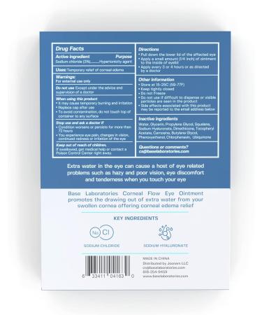 BASE LABORATORIES Corneal Edema Eye Ointment | 3% Sodium Chloride Ophthalmic | Hypertonicity Eye Drops - Triple Pack 15g - Buy Online on SooperMarket.com