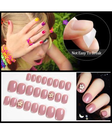 Kalolary 600PCs Children False Nails | Glue-On Artificial Fingernails | Natural Acrylic Nail Tips | Full Cover Short Fake Nails | Perfect Gift for Girls - Buy Online on SooperMarket.com