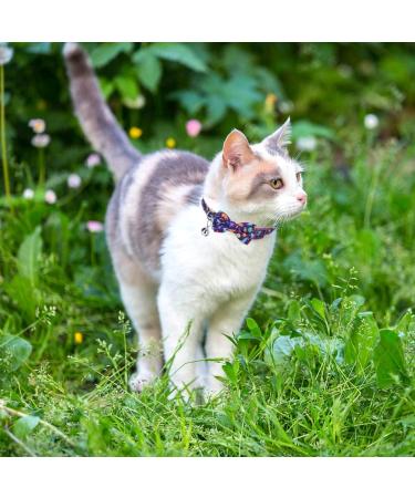 EXPAWLORER Breakaway Cat Collar 2 Pack with Bow tie and Bell - Cute Kitten Safety Collars - Plaid Dinosaur Universe Pattern Purple - Buy Online on SooperMarket.com