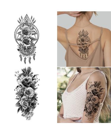 Cerlaza Large Temporary Flower Tattoos for Women - Realistic & Long Lasting Arm Half Sleeves Fake Tattoos - Waterproof & Lasting - 10 Sheets - Buy Online on SooperMarket.com