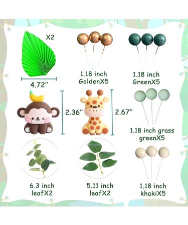 Jevenis Sage Green Jungle Birthday Decor - Tortendeko Animals for Baby Showers & Parties - Buy Online on SooperMarket.com
