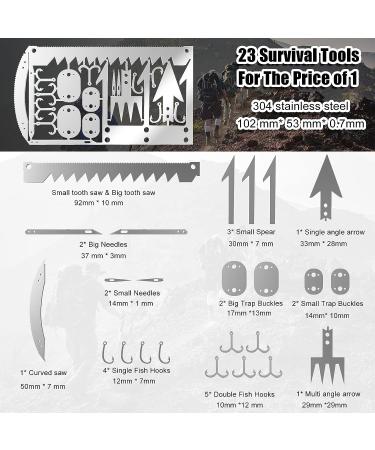 Moricher Survival Card Multitool- Fishing Line & EDC Kit for Outdoor Camping, Hiking, and Hunting - Silver 6pcs - Buy Online on SooperMarket.com