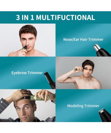 Imoebel 3-in-1 Nasal Hair Trimmer with LED Display | Double Cutting Blades for Nose Ear Eyebrow & Face Hair | Unisex Hair Cutter in Green - Buy Online on SooperMarket.com