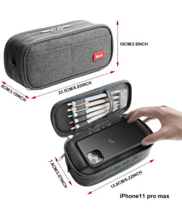 Vnieetsr Large Pencil Case Big Capacity Pencil Bag Large Storage Pouch 3 Compartments Desk Organizer Marker Pen Case Simple Stationery Bag Pencil Holder (Gray) - Buy Online on SooperMarket.com