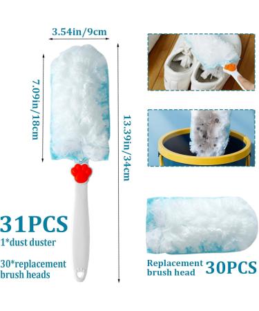 Electrostatic Duster with 30PCS Disposable Duster Refills Replacement Dusters for Cleaning 13.4x3.5 Dust Cleaner for Home Office Car Blinds Fans Furniture Cleaning Duster Dusters for Cleani - Buy Online on SooperMarket.com