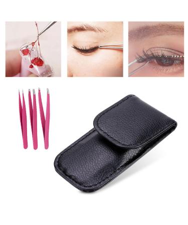 3-Piece Stainless Steel Tweezers Set - Flat Lace & Sloping Tips for Eyebrows & Facial Hair Removal - Rose Red - Perfect for Home & Gift - Buy Online on SooperMarket.com