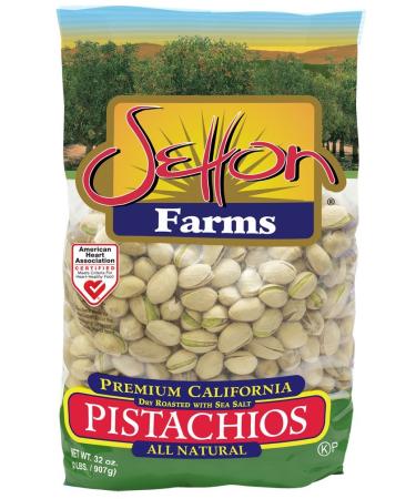 Setton Farms Roasted and Salted Premium California Pistachios, 2lb Bag (32 oz), Dry Roasted with Sea Salt, In Shell Pistachios, Certified Non-GMO, Gluten Free, Vegan and Kosher
