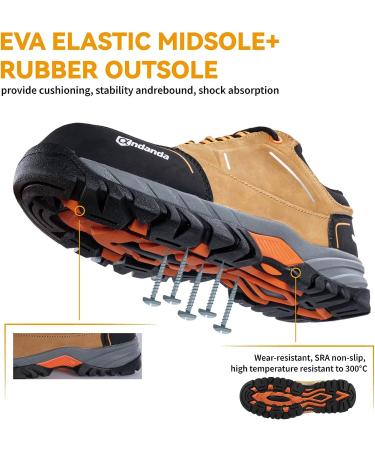 ANDANDA Men's Waterproof Hiking Work Boots - Lightweight and Durable for Industrial, Construction, Electronics Workshop - Size 10 X-Wide - Buy Online on SooperMarket.com