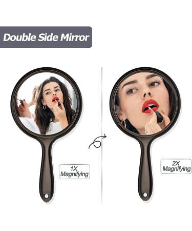 Double Sided Handheld Makeup Mirror with 1X/2X Magnification - Black - Buy Online on SooperMarket.com