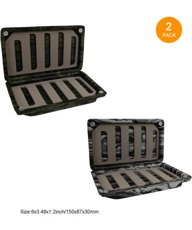 Aventik 2 PC Fly Box Float Tackle Box Slit EVAFoam Fishing Storage 6X3.48X1.2inch Camo Green/Black - 2 Pack - Buy Online on SooperMarket.com