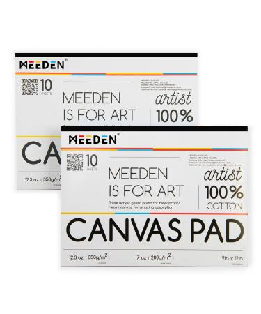 MEEDEN Canvas Pad  9 x 12 Inches  10 Sheets  100% Cotton  12.3-oz Gesso Primed  Glue-Bound Canvas Paper for Oil and Acrylic Painting  Art Supplies for Mixed Media Techniques
