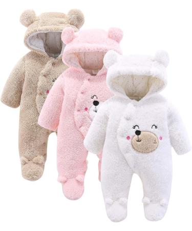 Haokaini Newborn Bear Warmer Snowsuit Cotton Fleece Hooded Romper Jumpsuit 6-9 Months White - Buy Online on SooperMarket.com