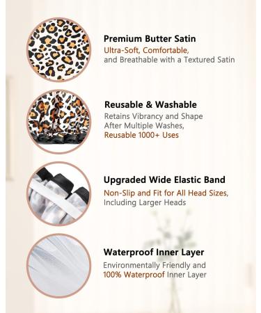 Mikimini Leopard Large Shower Hoods 2-Pack | Waterproof & Washable Shower Caps for Long Hair with Black Lace - XL Size for Women - Buy Online on SooperMarket.com