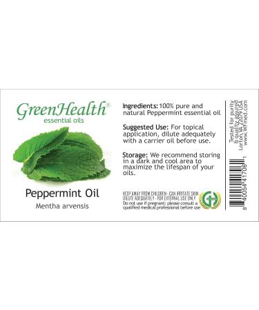 GreenHealth 10ml Glass Roll-On Bottles with Stainless Steel Roller (Pack of 6) + 5ml Peppermint Oil - Premium Quality for Essential Oils | International Shipping Available - Buy Online on SooperMarket.com