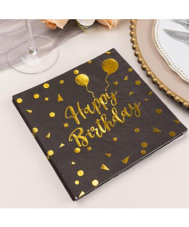 40 Black & Gold Birthday Napkins for Girls - 33x33cm Paper Party Decor - International Shipping - Buy Online on SooperMarket.com