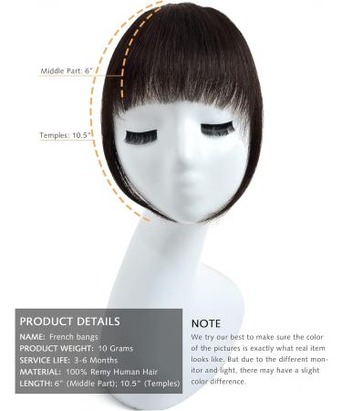 YAMEL Clip-in Bangs Dark Brown Human Hair Extensions for Women - Buy Online on SooperMarket.com