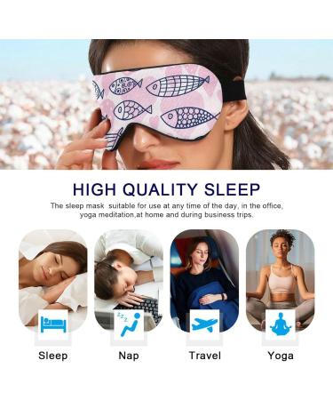 Haskirky Light Blocking Eye Mask Breathable and Adjustable Adult Men and Women Travel on Business Trips Yoga Meditation Light Smooth Comfortable Eye Mask Office Deep Sleep Goodies Pink Cartoon Fish - Buy Online on SooperMarket.com