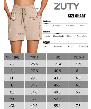 ZUTY Women's 6 Hiking Cargo Shorts - Quick Dry, Water Resistant, Lightweight - UPF 50+ - Black Medium - Buy Online on SooperMarket.com