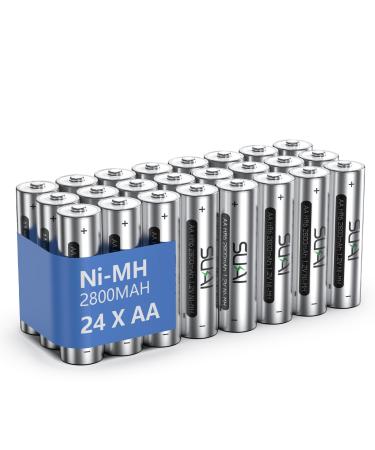 SUKAI AA Rechargeable Batteries 2800mAh High Capacity 1.2V Ni-MH Low Self Discharge Pre-Charged Reusable Batteries 24 Packs