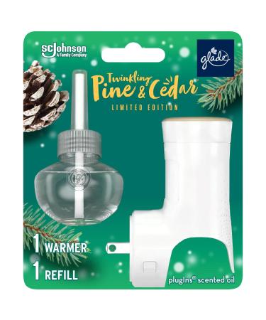Glade PlugIns Air Freshener Starter Kit Scented and Essential Oils for Home and Bathroom Twinkling Pine & Cedar 1 Warmer and 1 Refill Pine Wonderland