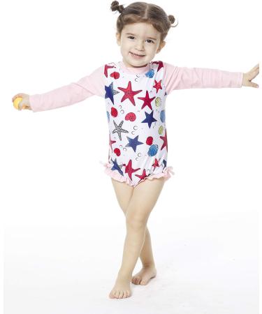 BONVERANO Baby Girls Swimsuit UPF 50+ Sun Protection 2-3 Years Pink Starfish - Buy Online on SooperMarket.com