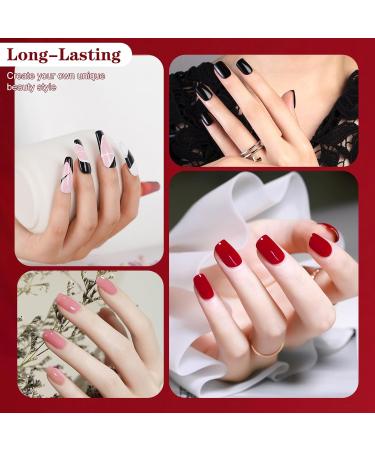LKE Gel Nail Polish Set - 6 Colors for All Seasons | White Black Red Pink Gold & Silver Glitter | Soak Off UV/LED Nail Kit for Home & Salon Manicure - Buy Online on SooperMarket.com