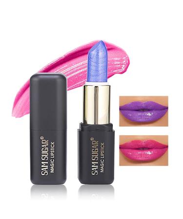 Blue Rose Color Changing Lipstick Tinted Lip Balm Shimmer PH Changing Lip Gloss Matte Velvet Color Revealing Moisturizing Pearlescent Waterproof Long Lasting Pink Lips for Women (01#)