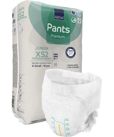 Abena Pants XS2 Junior Nappies Eco-Friendly Nappy Pants Enhanced Leakage Protection Secure & Comfortable Nappy Pants Fast Absorption Fully Breathable - Size 7 Age 5-15 55-80cm Waist 14PK