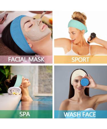 Whaline Spa Facial Headband Make Up Wrap Head Terry Cloth Headband Adjustable Towel for Face Washing Shower Facial Cover 3 Pieces (Blue Green Yellow) - Buy Online on SooperMarket.com