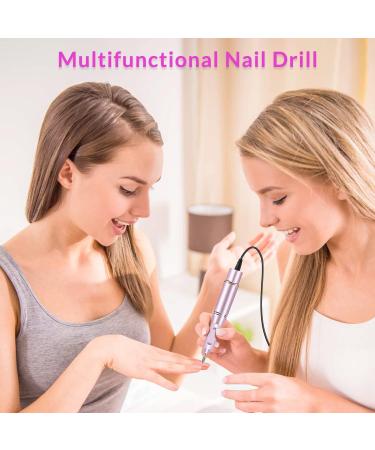 Rechargeable Electric Nail File Cutter 30000 RPM - Professional Metal Nail Drill with Adjustable Speed for Manicure and Pedicure - Includes Polishing Tool - Pink - Buy Online on SooperMarket.com