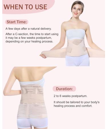 OKPOW 3 in 1 Postpartum Belly Wrap - Postpartum Belt for Women - Waist & Pelvis Support Corset - Postnatal Recovery Shapewear - Beige, One Size - Buy Online on SooperMarket.com