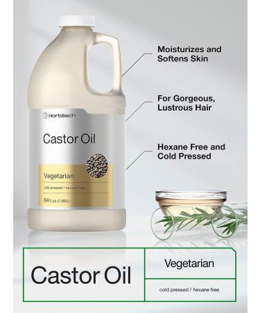 Horbaach Castor Oil 64oz - Cold Pressed, Hexane Free for Hair, Eyelashes & Eyebrows - Vegetarian, Non-GMO - Buy Online on SooperMarket.com