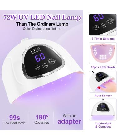 LKE Gel Nail Polish Kit with 72W UV Lamp - Barbie Pink Gel Polish Set with Top & Base Coat - Manicure DIY Gifts for Women - Buy Online on SooperMarket.com