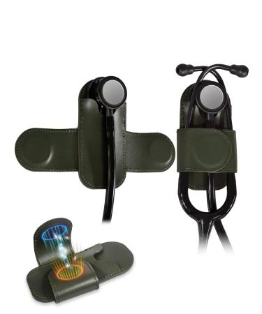 Stethoscope Holder Genuine Top-Grain Leather | Strong & Durable | Magnetic Closure - Easy Access | for Doctors Nurses Adult (Green)