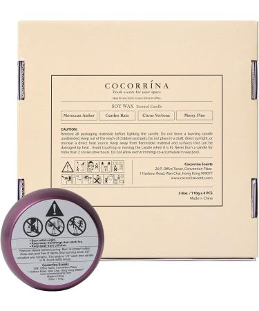 Cocorr na Fragrance Candles Gift Set - 4 Natural Soy Wax Aromatherapy Candles (Garden Rain Citrus Iron Herb Moroccan Amber Moss Pine) - Perfect Gifts for Men & Women - Buy Online on SooperMarket.com