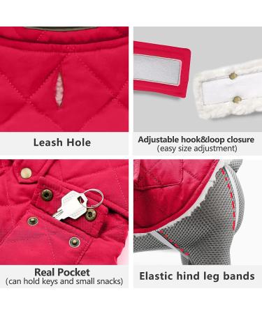 KYEESE Dog Cold Weather Coat - Cozy Padded Sherpa Jacket for Small Dogs - Red - Medium - Buy Online on SooperMarket.com