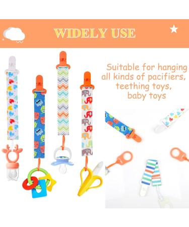 10 Pcs Boys Dummy Clips with Silicone Adapter | Baby Pacifier Holder Straps for Teething Toys - Orange - Buy Online on SooperMarket.com