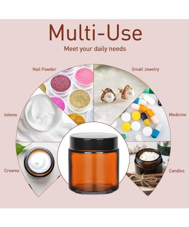 Yishik 4 oz Amber Glass Round Jars with Black Lids 6 Pack Empty Cosmetic Jars Face Cream Storage Containers for Powder Lotion Beauty Products Travel Favors Amber-4oz - Buy Online on SooperMarket.com