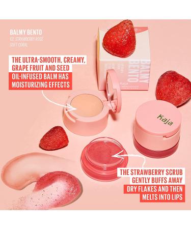 Kaja Balmy Bento Lip Balm & Scrub - Coral Finish | Moisturizing & Exfoliating Lip Care | Strawberry Rose | 0.4 Oz - Buy Online on SooperMarket.com