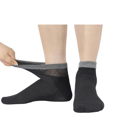 Yomandamor Bamboo Diabetic Socks for Mens Lightweight Seamless Ankle Socks Size 10-13 6 Pairs 10-13 Black